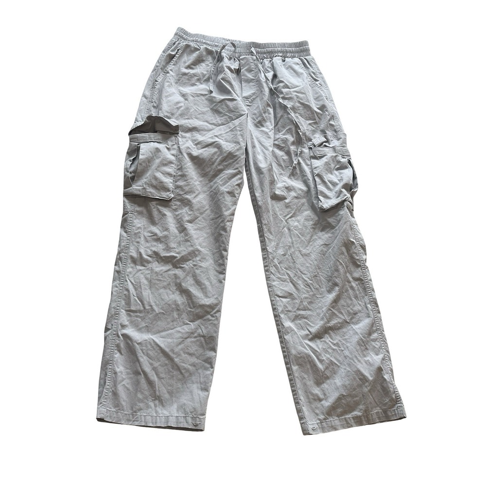 Coofandy Men's Size M Light‎ Gray Cargo Jogger Drawstring Pockets 100% Cotton